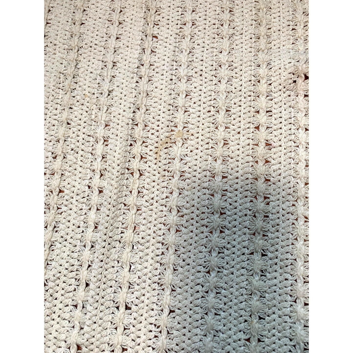 Handmade Beige Crochet Table Runner 35"x10"