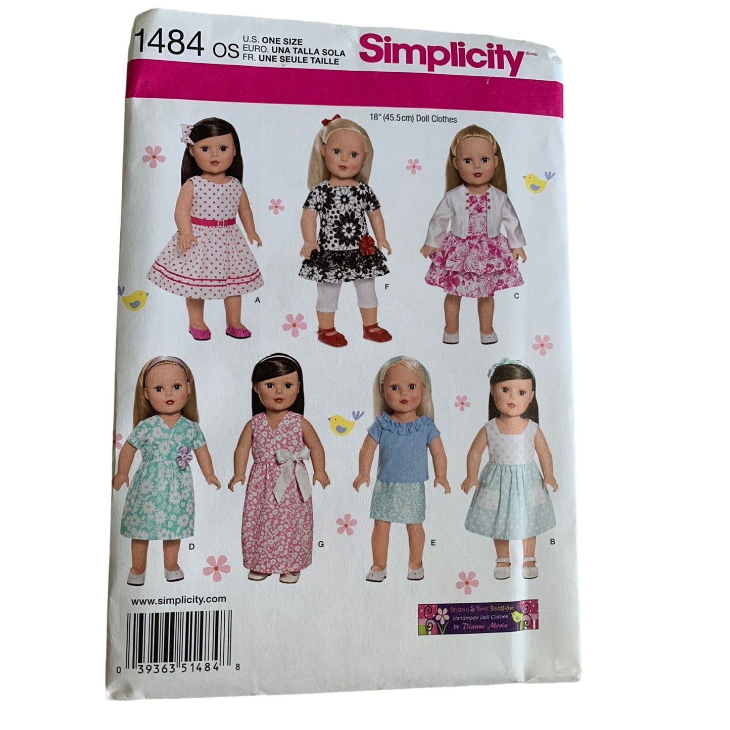 Simplicity 18 inch Doll Dress Clothes pattern 1484 - uncut