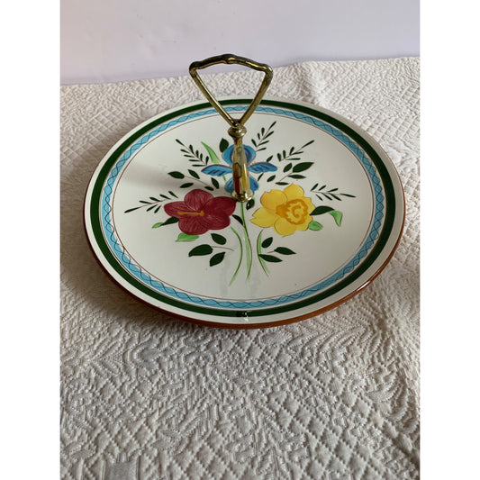 Vintage Stangl Pottery Country Garden Flowers Floral Serving Plate Dish Hand Painted