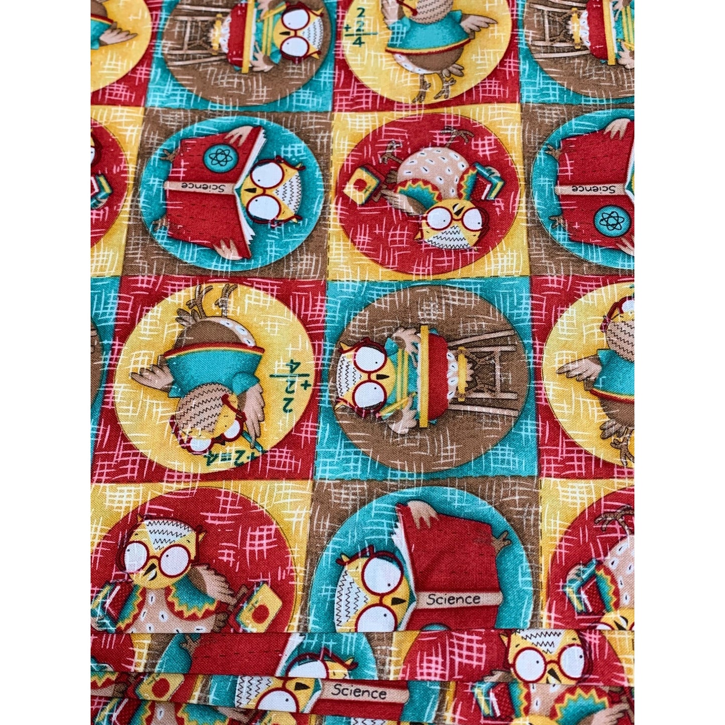 Debbie Mumm Jo-Ann Fabric 1/2 yard Owl & Science Themed Cotton Fabric 44" Wide