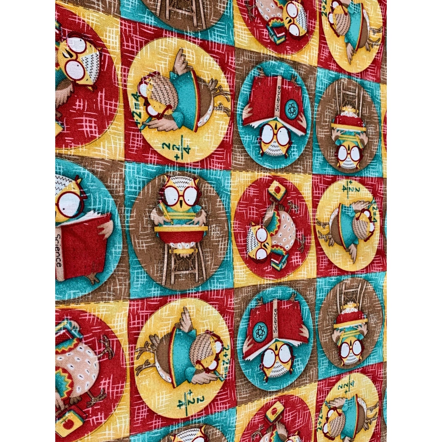 Debbie Mumm Jo-Ann Fabric 1/2 yard Owl & Science Themed Cotton Fabric 44" Wide