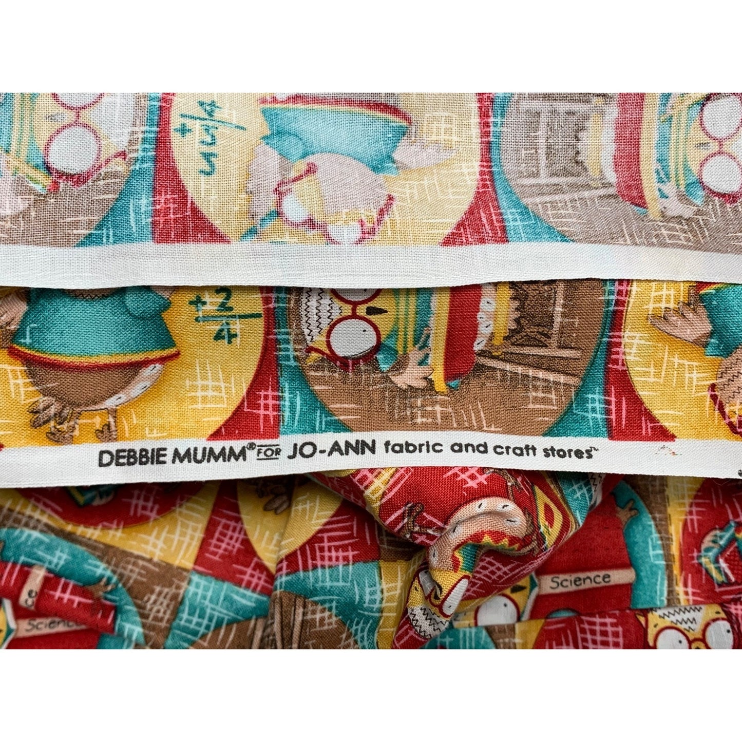 Debbie Mumm Jo-Ann Fabric 1/2 yard Owl & Science Themed Cotton Fabric 44" Wide