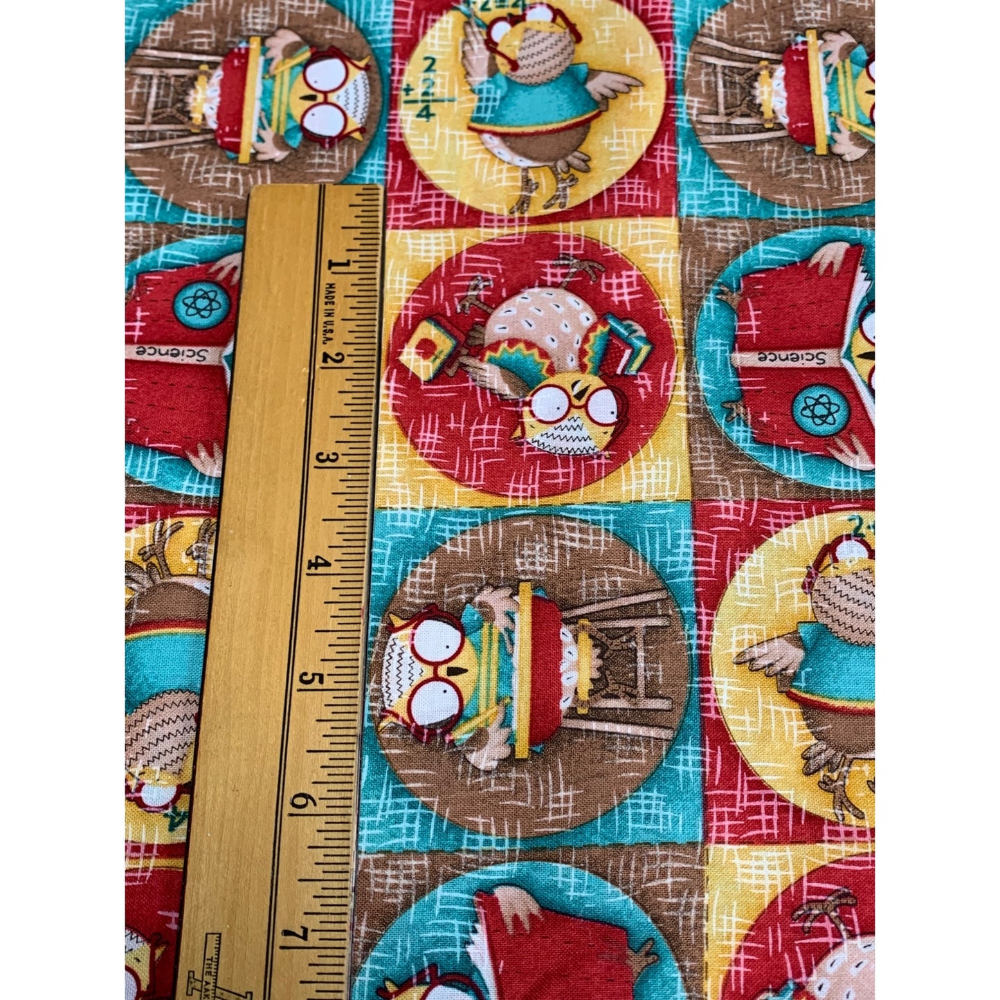 Debbie Mumm Jo-Ann Fabric 1/2 yard Owl & Science Themed Cotton Fabric 44" Wide