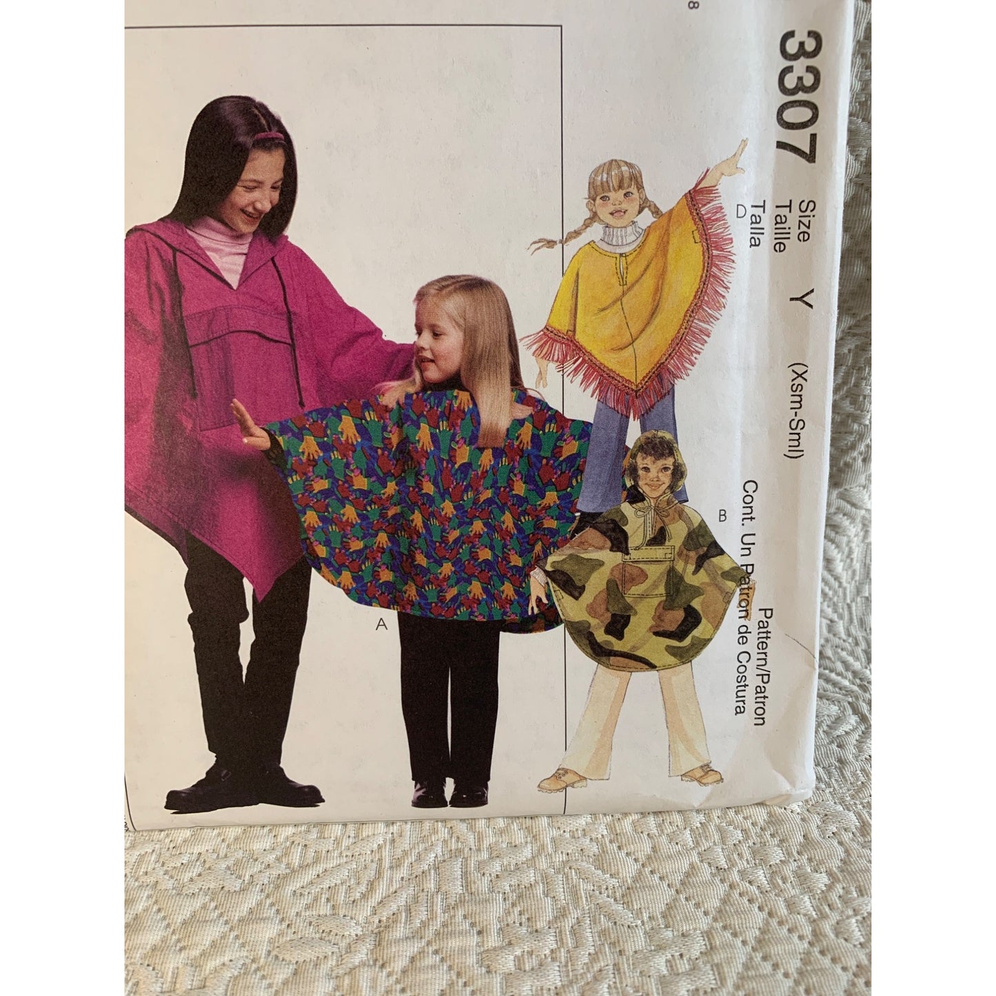 McCall's Girls Ponchos and Pants Pattern 3307 sz Xsm to Small - uncut