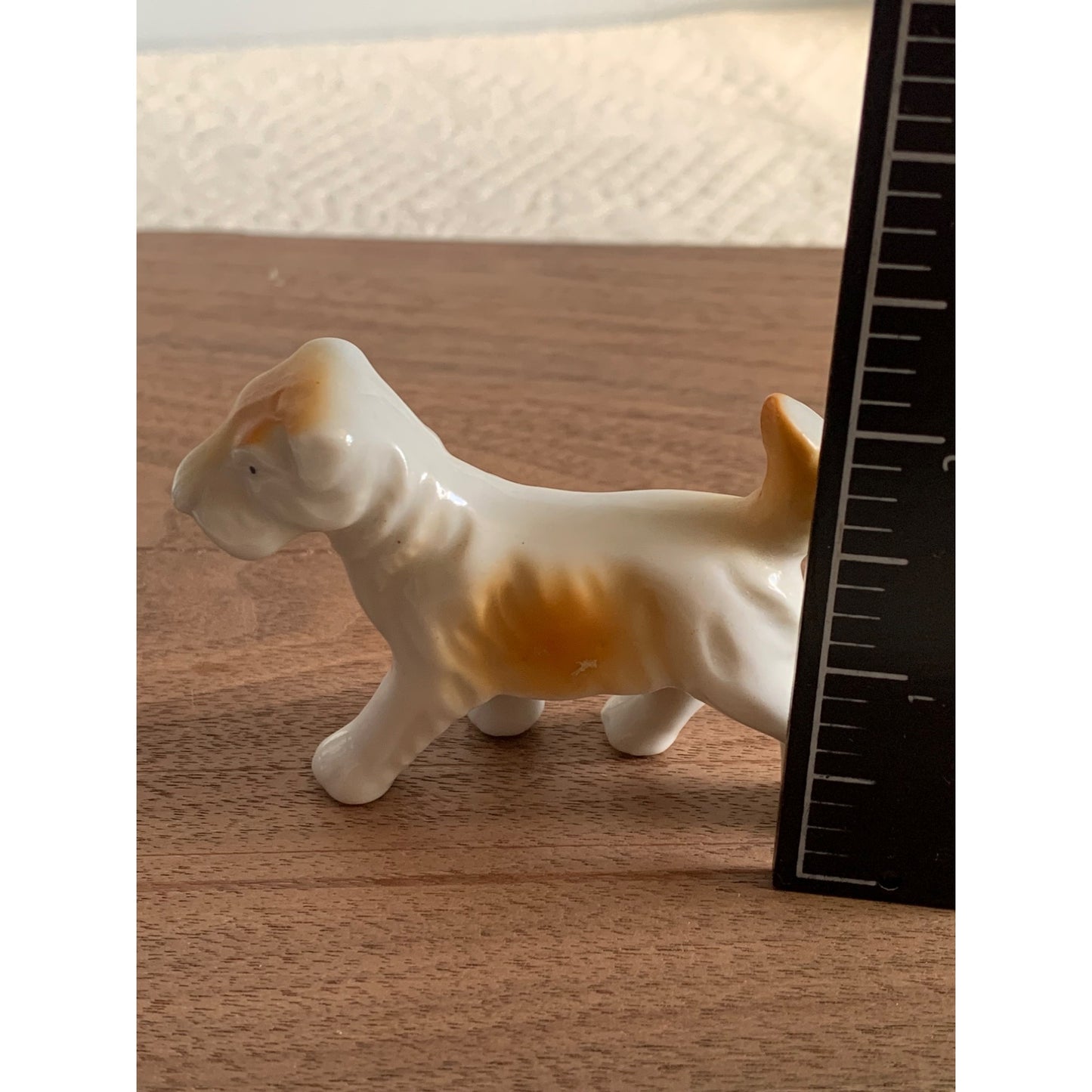 Vintage Dog brown and white Porcelain Figure stamped Japan