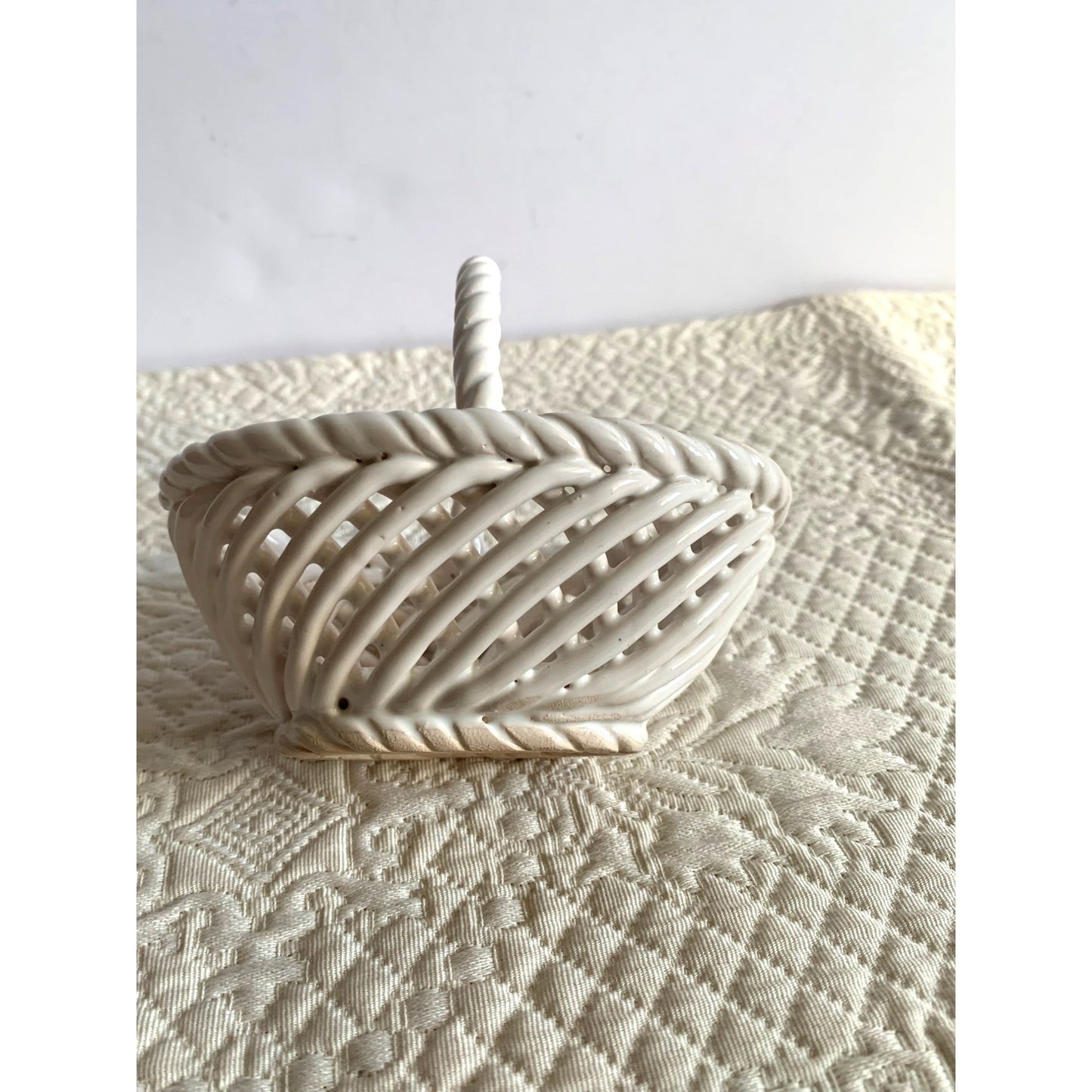 Vintage woven ceramic basket