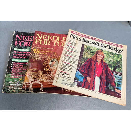 Vintage Needlecraft for Today Magazine 1984 Set of 3 Crochet Knit Fabric Jan- June Issue