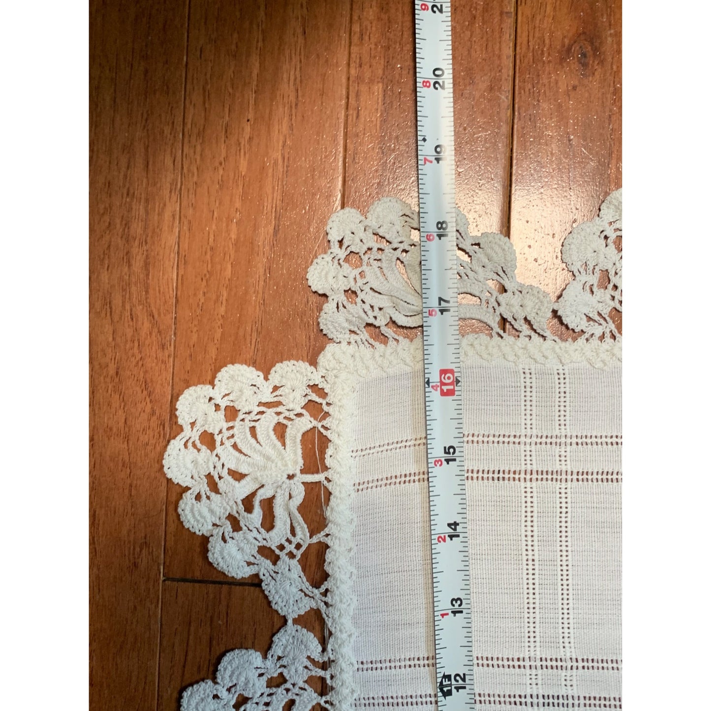 Elegant White Lace Trimmed Table Runner - 36"x15" - Set of 2