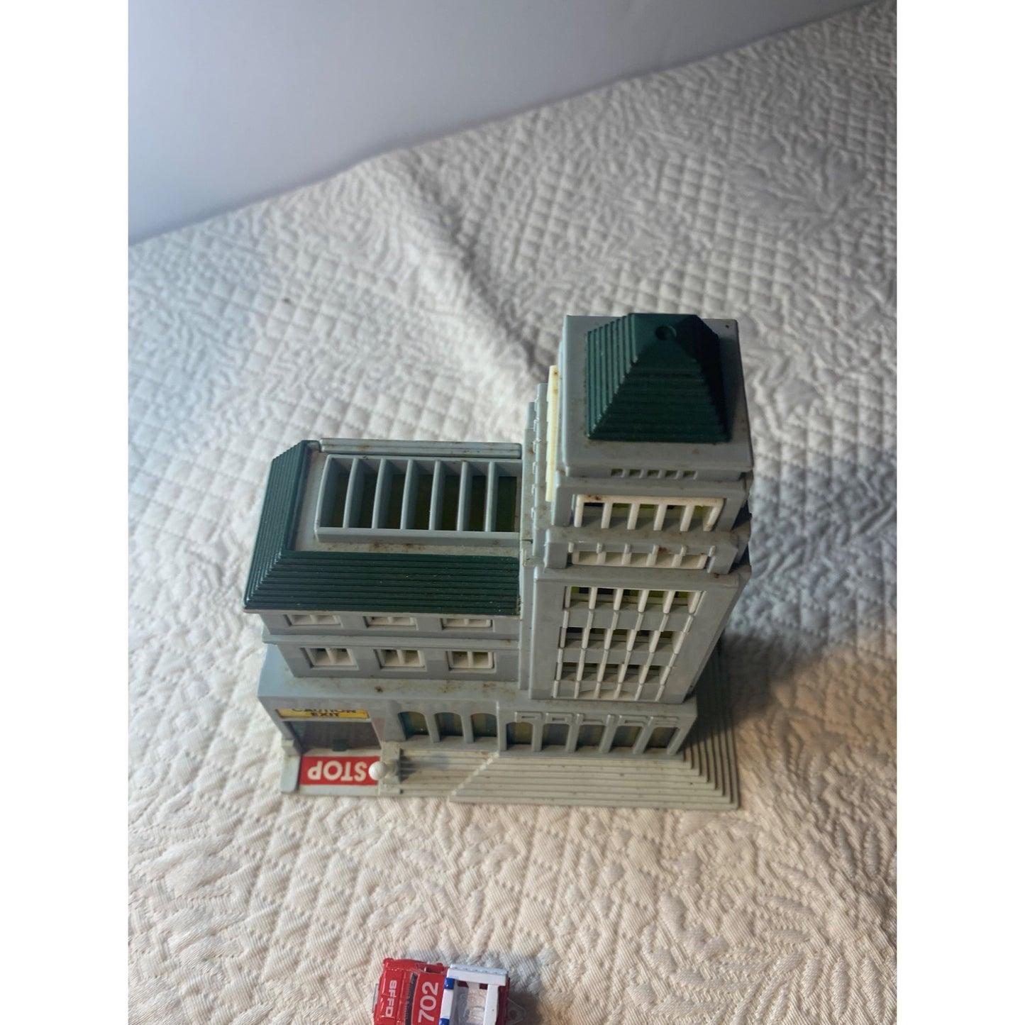 Vintage Lewis Galoob Micro Machines Police Station Glow in Dark with car