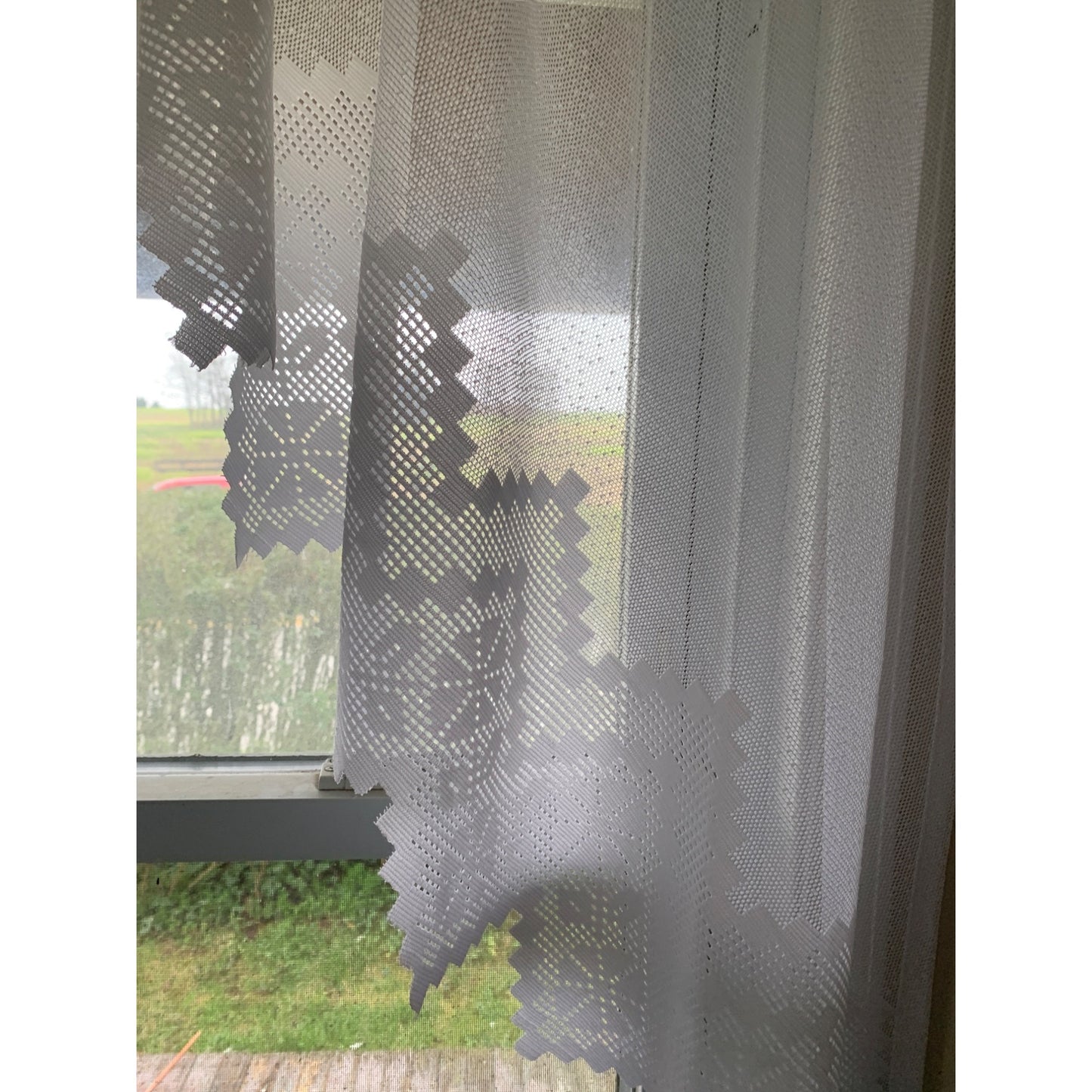 White Lace Swag Curtain Valance set of 2 panels