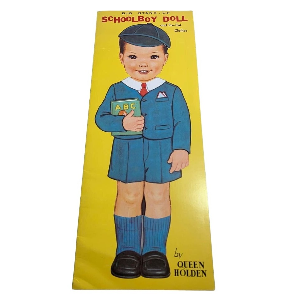 Vintage Big Stand Up School Boy Paper Doll by Queen Holden 15”