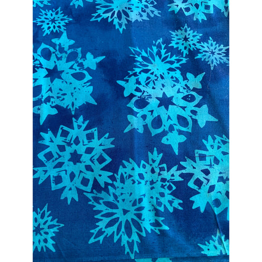 Blue Snowflake Pattern Cotton Fabric 1/2 yard 44" wide Quilting