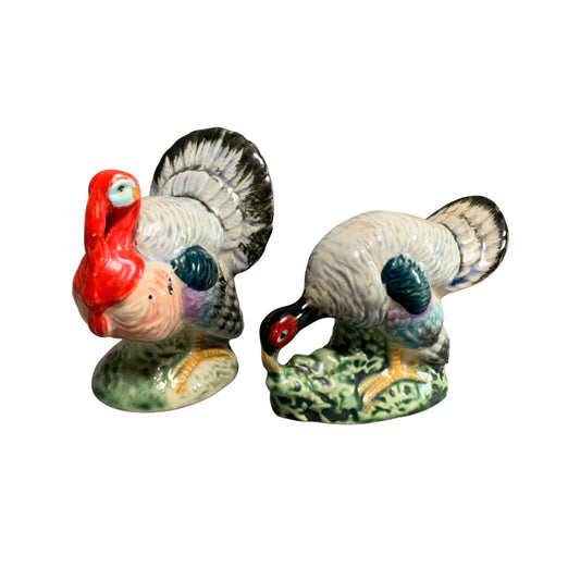 Vintage Porcelain Turkey Salt & Pepper Shakers Set Hand Painted Empress