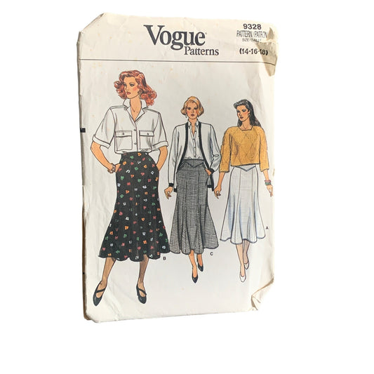 Vintage Vogue Patterns 9328 Misses Skirt Sewing Pattern Size 14-18 uncut