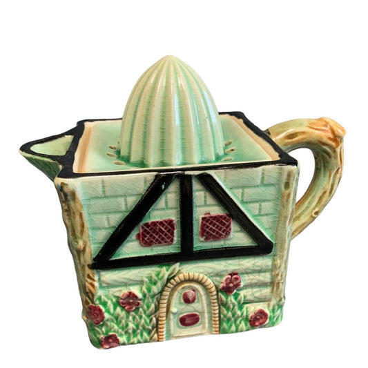 Vintage Cottage-Themed Ceramic Citrus Reamer with Lid & Handle