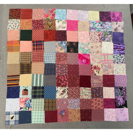 100 Precut Fabric Squares 2" Quilting Patchwork Assorted Patterns & Colors