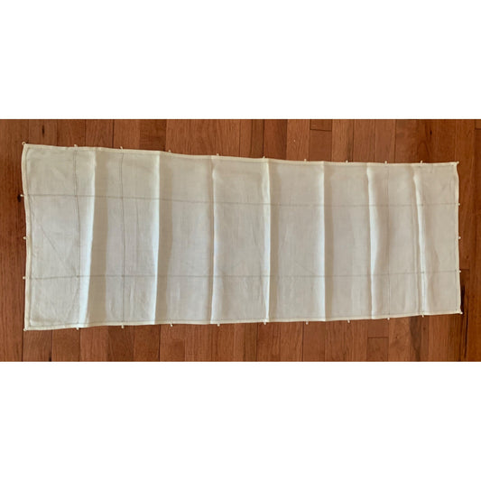 Handmade White Linen Table Runner With Delicate Hemstitching & Loop Accents