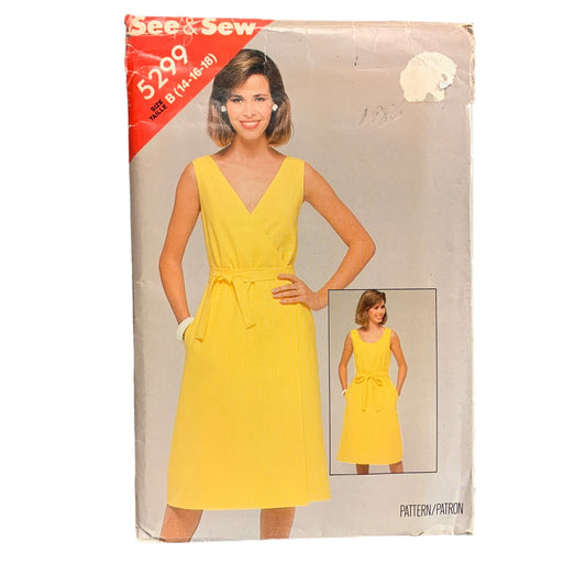 Butterick Dress Pattern 5299 Misses Size 14-16-18 Dress with Belt