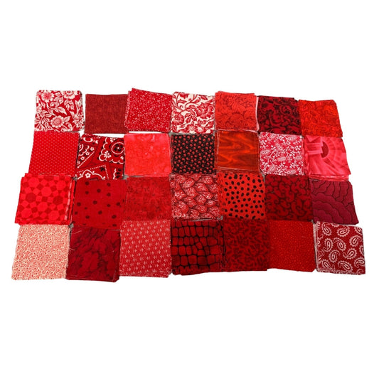 100 Piece Precut Red Patterned Cotton Fabric Squares 2" Quilting & Crafts