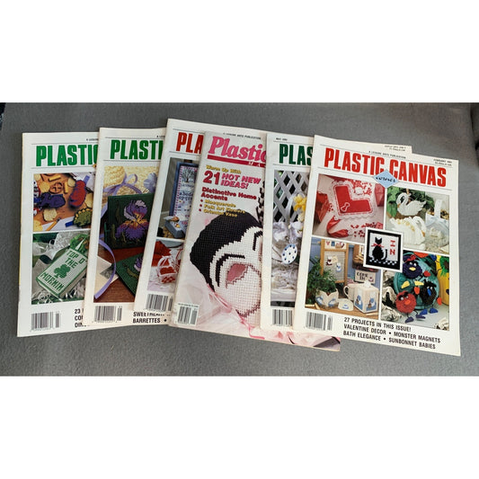 Vintage Plastic Canvas Magazine Lot 80s-90s Craft Ideas & Patterns set of 6