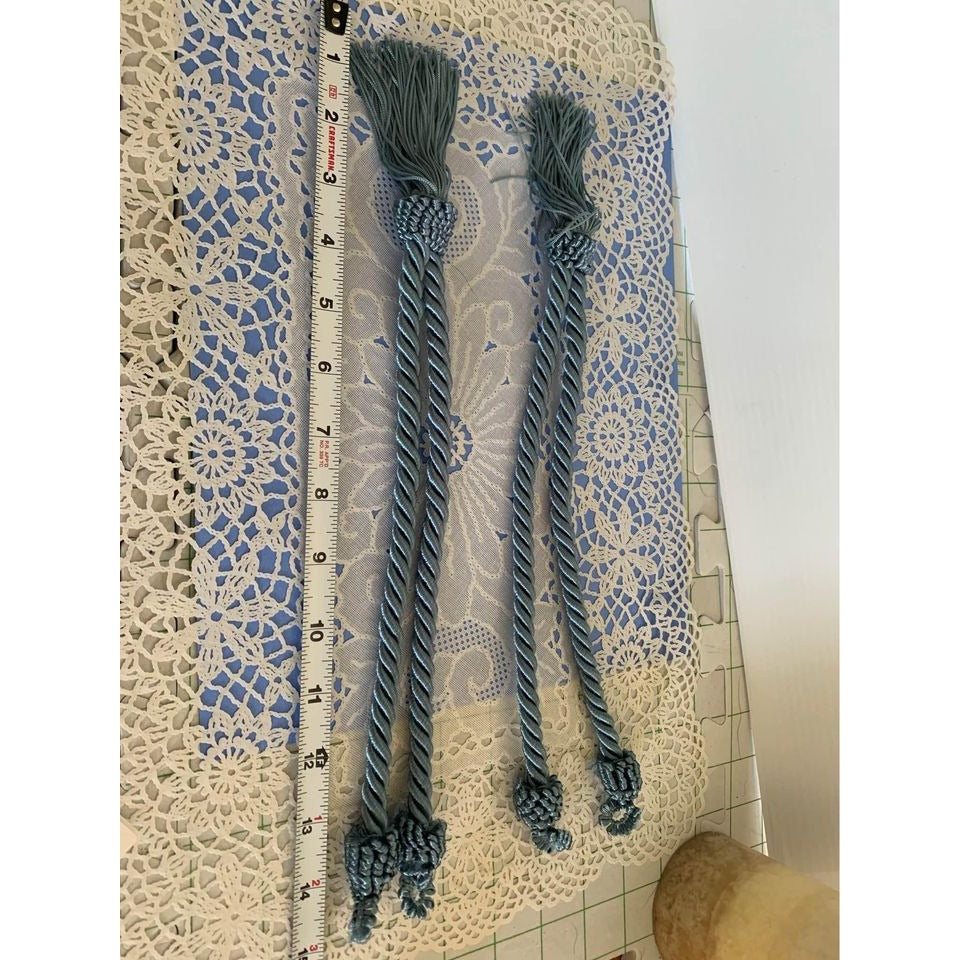 Cord & Tassel Blue Curtain Cord and Tassel Tiebacks Set of 2