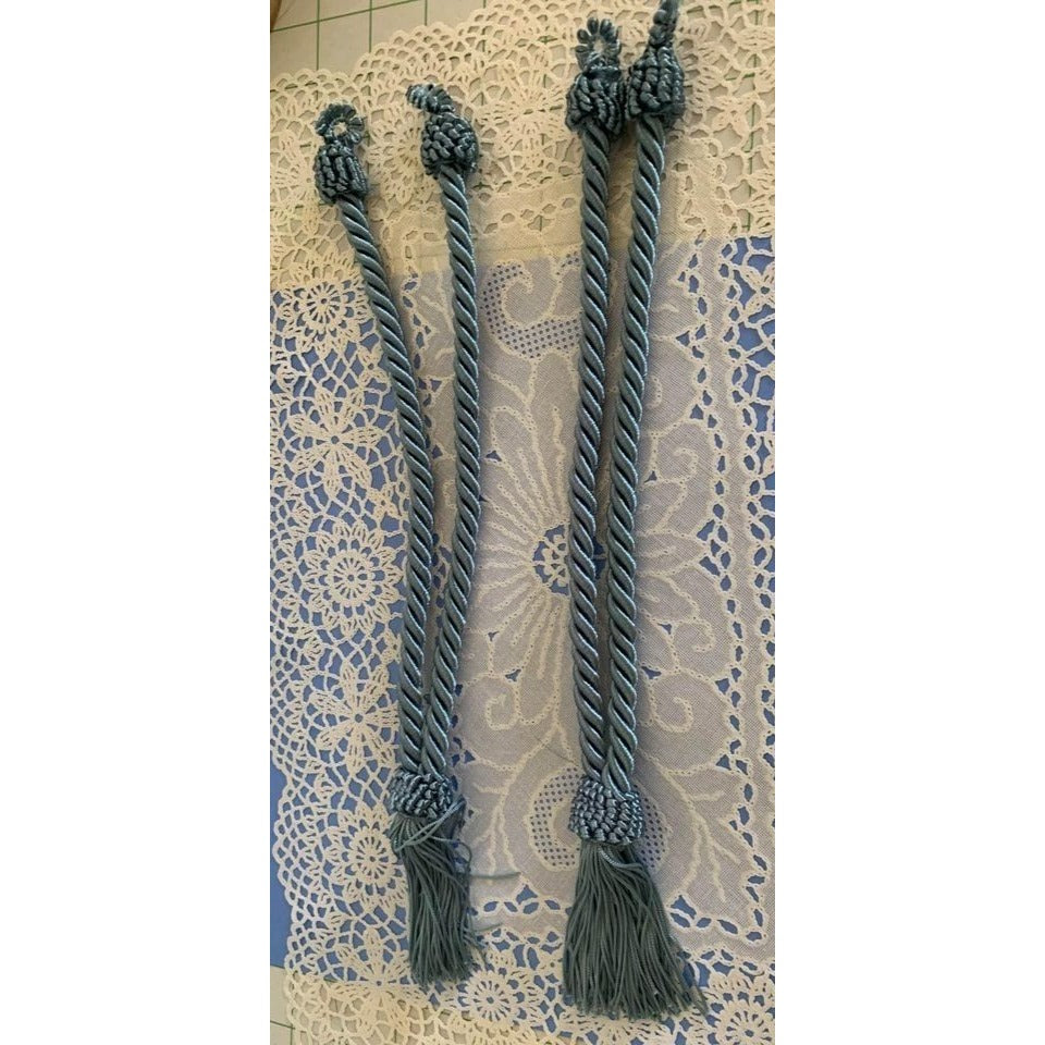 Cord & Tassel Blue Curtain Cord and Tassel Tiebacks Set of 2