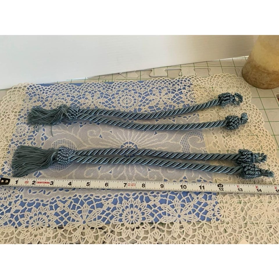 Cord & Tassel Blue Curtain Cord and Tassel Tiebacks Set of 2