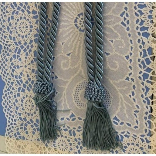 Cord & Tassel Blue Curtain Cord and Tassel Tiebacks Set of 2