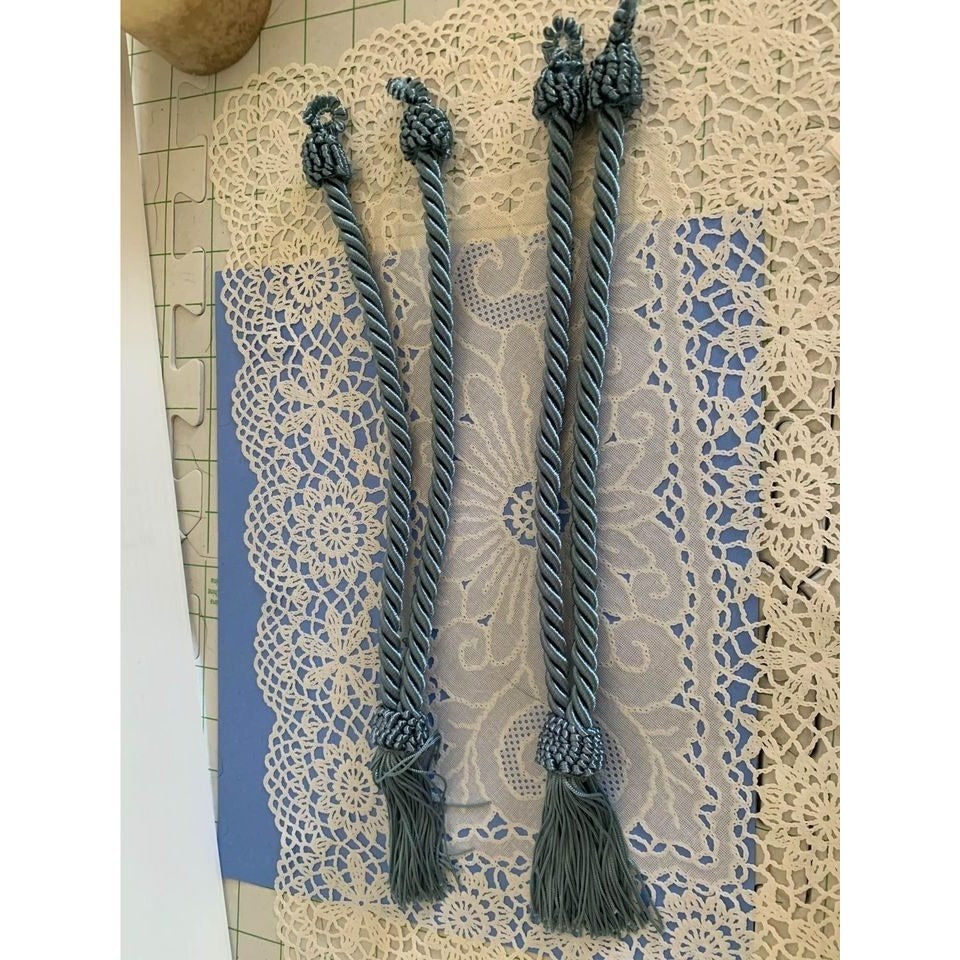 Cord & Tassel Blue Curtain Cord and Tassel Tiebacks Set of 2