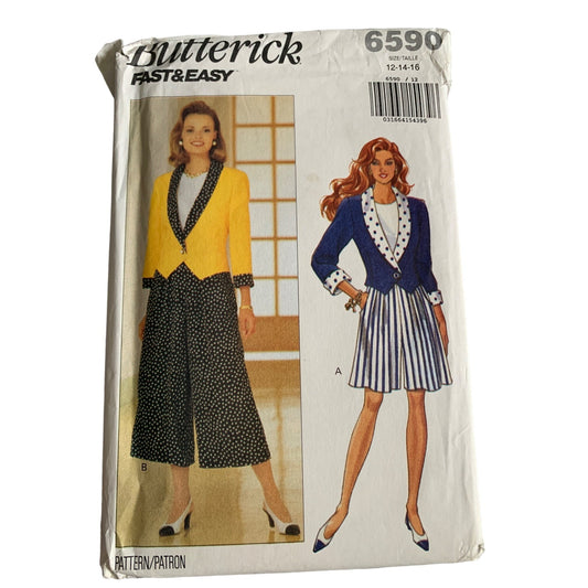 Butterick 6590 Womens Sewing Pattern Size 12-16 Jacket & Split Skirt Set uncut