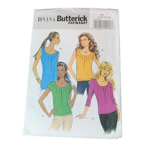 Butterick B5354 Womens Top Pattern Size 6-8-10-12 Fast & Easy Sewing uncut