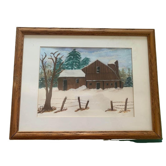 Watercolor Barn Picture Signed by Anna Ruth Enders 13.5 x 17.5