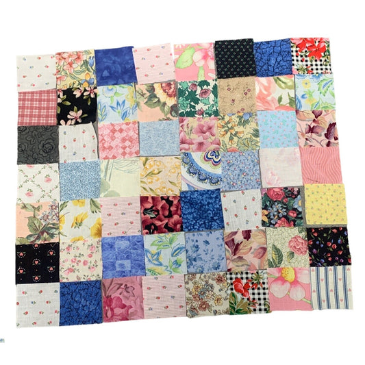 112 Precut 2” Cotton Fabric Squares - Multicolor Floral Patterns Quilting & Crafts