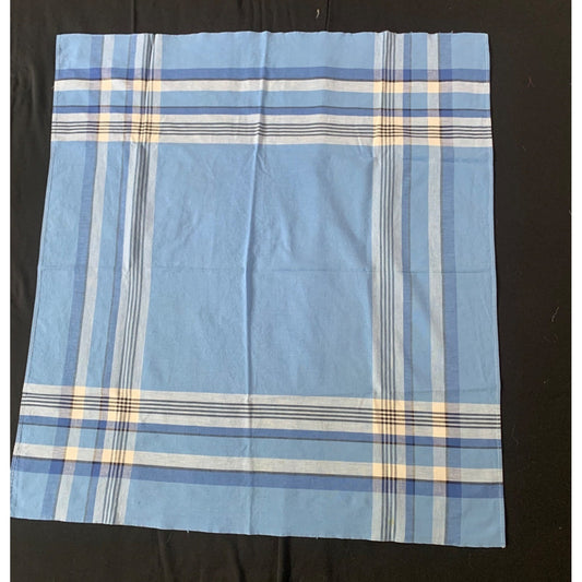 Vintage Blue Plaid Tablcloth 39"x43" Cotton