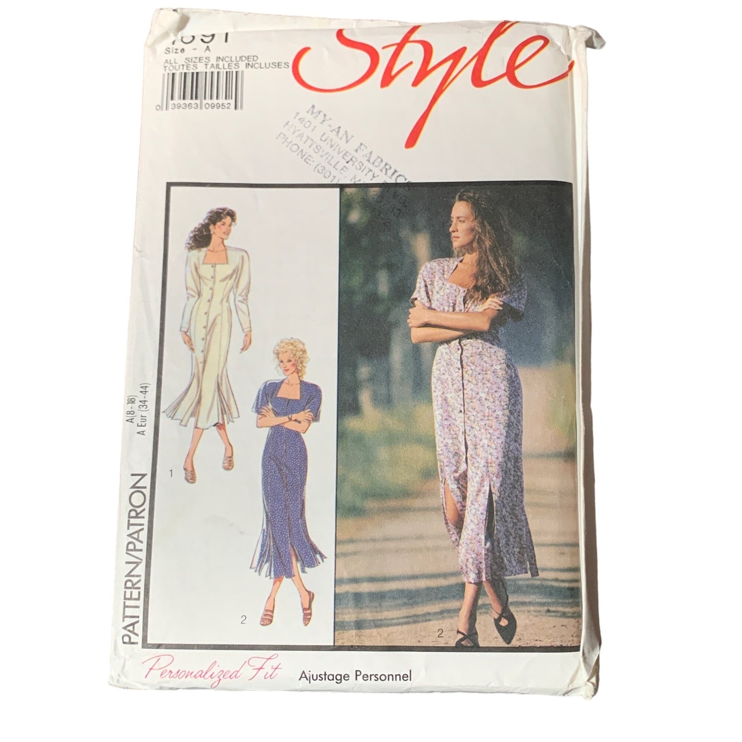 Vintage Style 1691 Pattern Dress Size 8-18 Personalized Fit 7 Pieces Uncut 80s