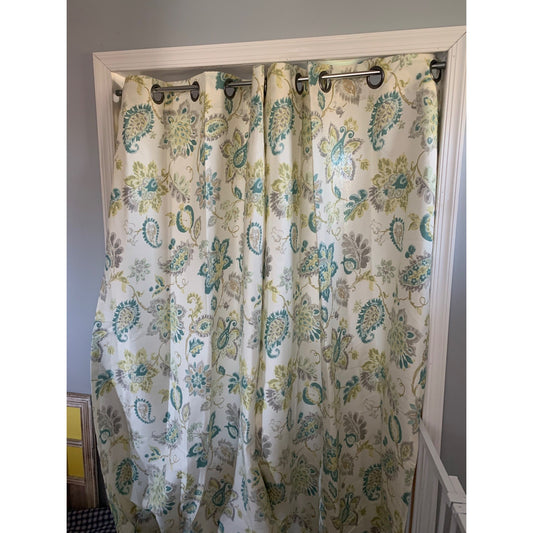 The Big One Paisley Floral Curtain Panel 40x84 Green & Blue Set of 2