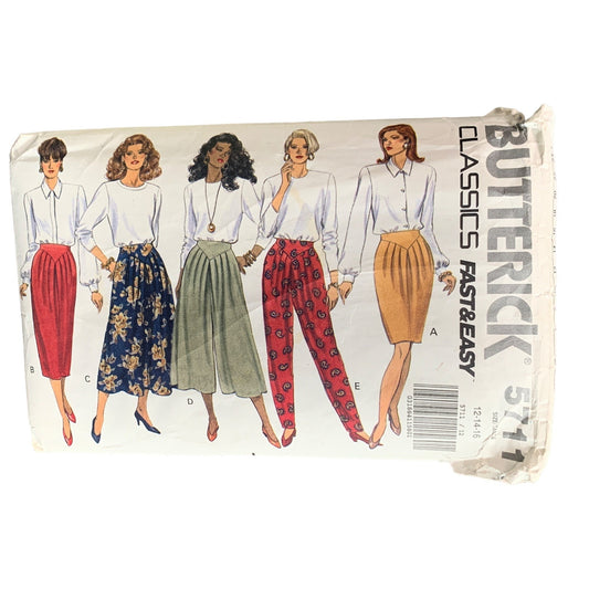 Butterick Classics Sewing Pattern 5711 Skirts Pant Size 12-16